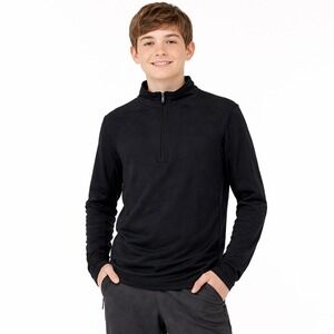 REI Coop Kids Black Long Sleeve Quarter Zip Base Layer Pullover Top Size L 14-16